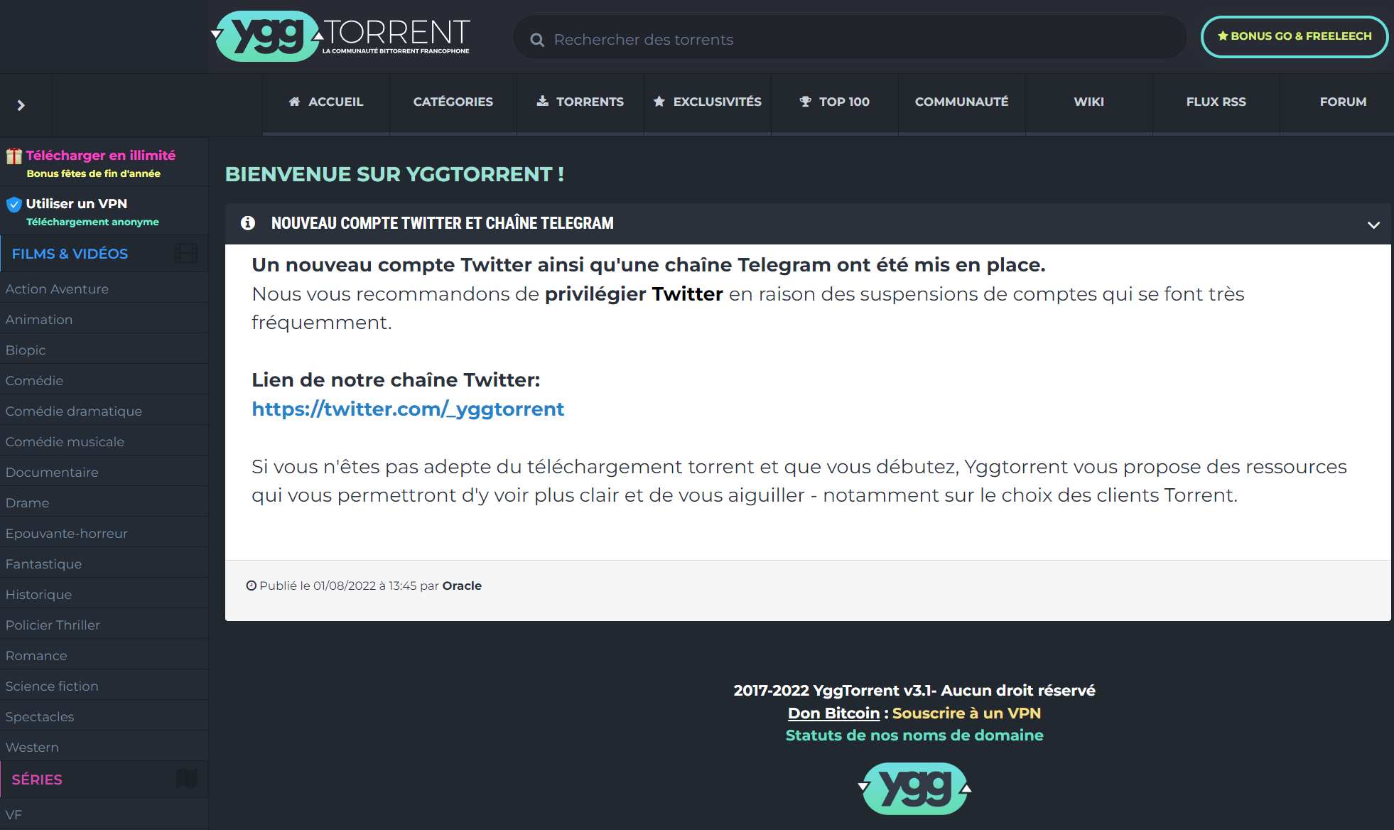 Yggtorrent et son adresse 2024 👌 Vérifiée en Mars
