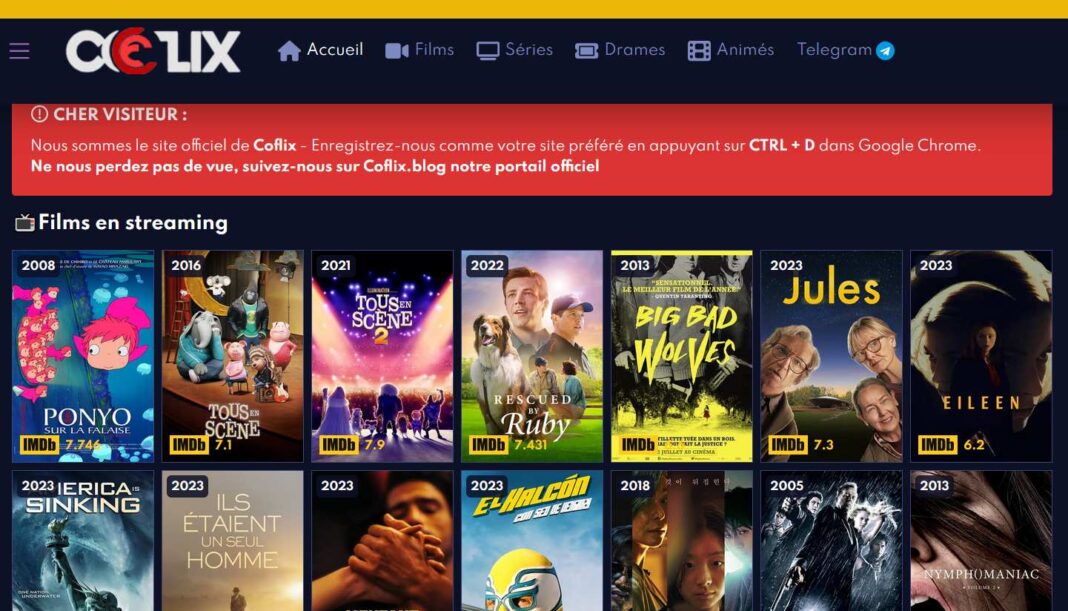 Coflix : la nouvelle adresse du site de streaming français