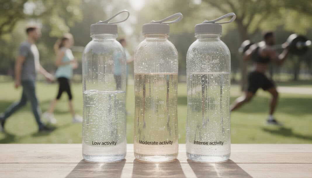 découvrez combien d'eau boire pour rester hydraté en fonction de l'intensité de votre activité physique grâce à la science de l'hydratation.