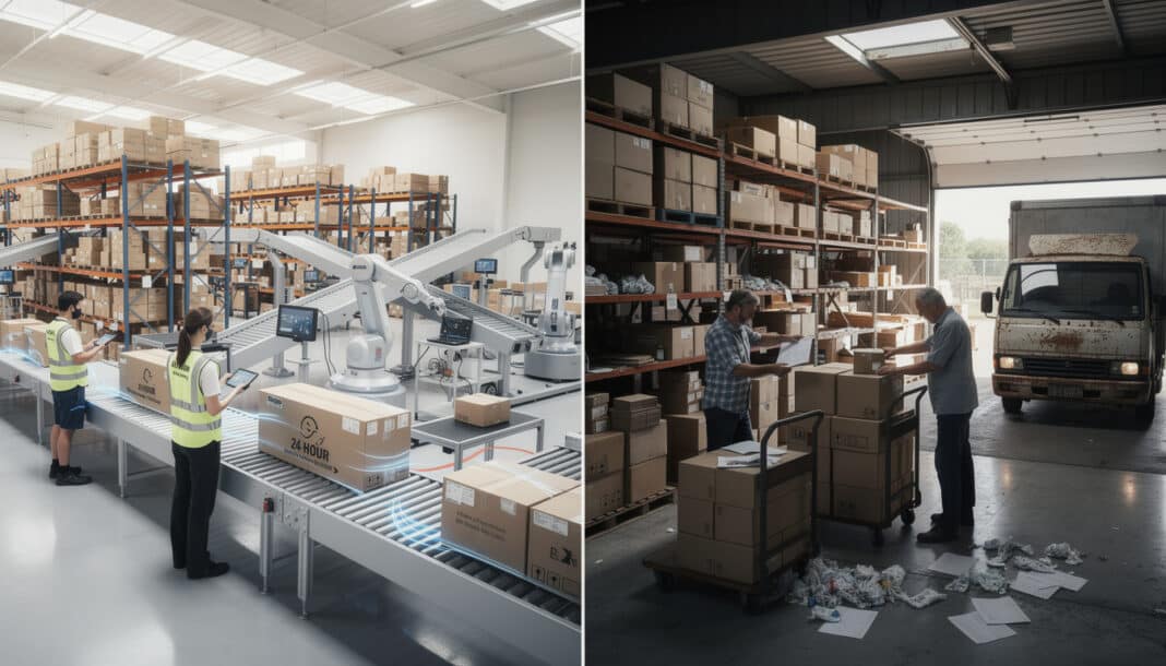 découvrez comment la logistique e-commerce influence les délais de livraison, expliquant pourquoi certains colis arrivent en 24h tandis que d'autres prennent jusqu'à 10 jours.
