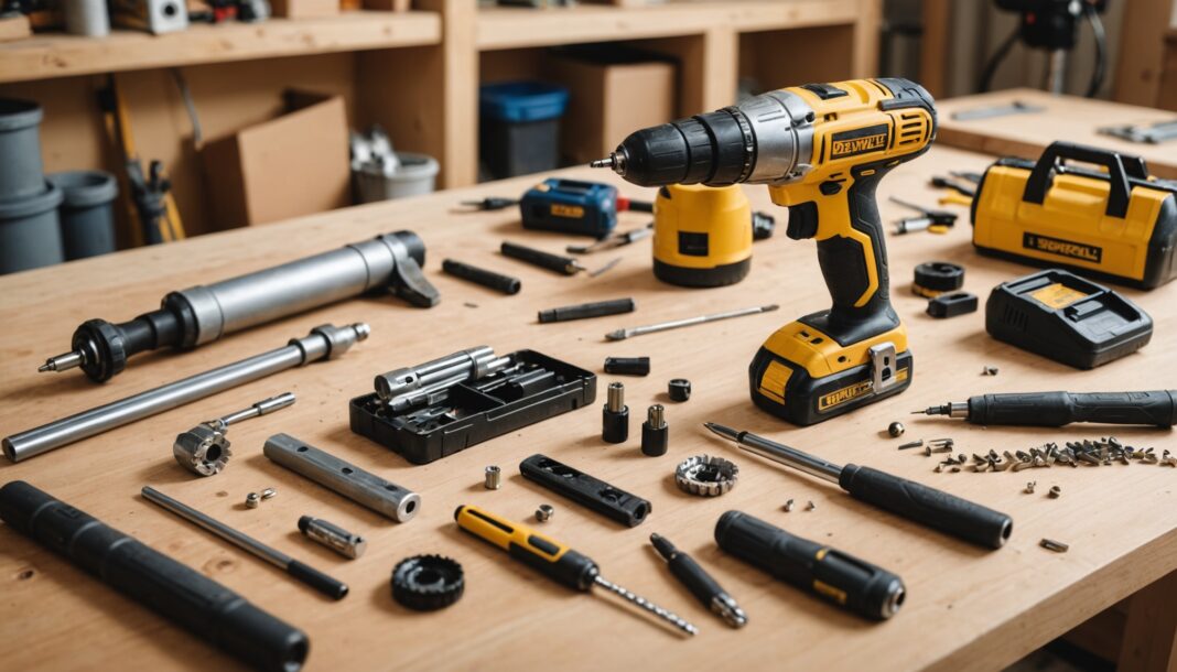 Outils de bricolage en cours de réparation sur un établi