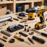 Outils de bricolage en cours de réparation sur un établi