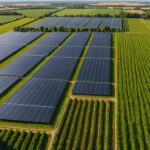 Panneaux agrivoltaïques au-dessus d un champ avec pâturage