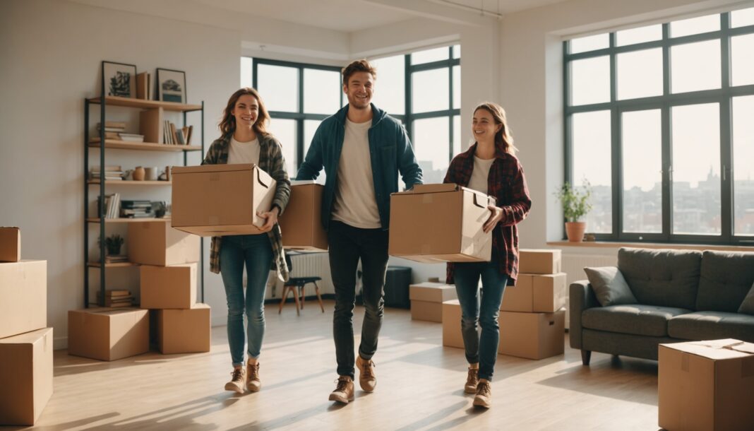 Cartons et meubles prêts pour un déménagement estival en France
