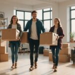 Cartons et meubles prêts pour un déménagement estival en France