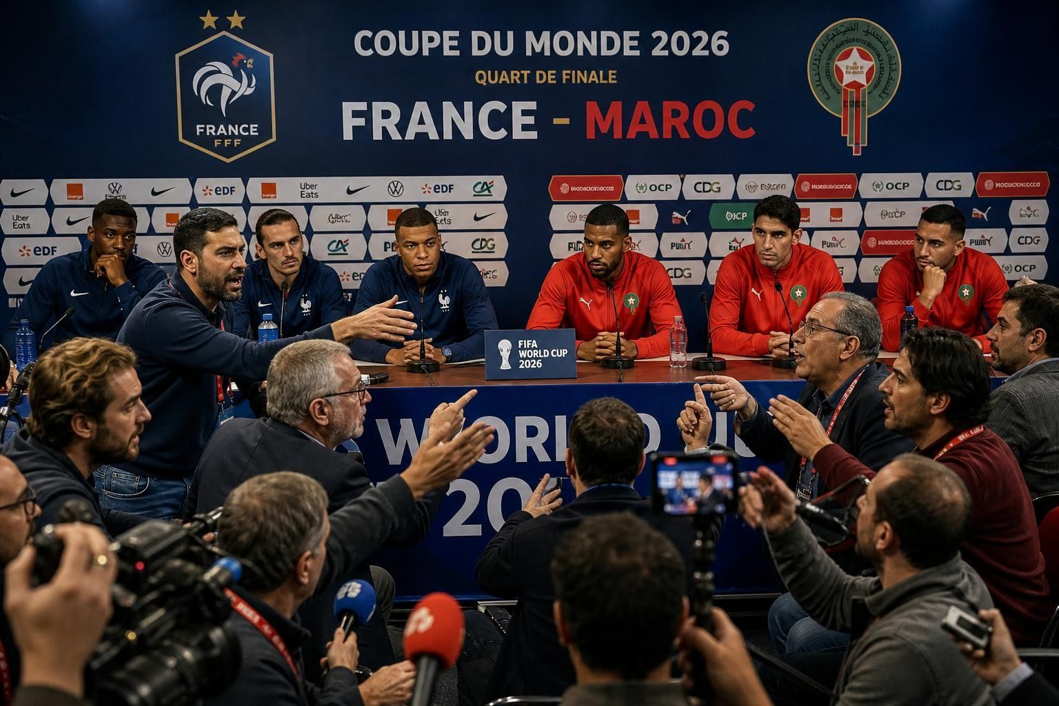 Découvrez le récit détaillé des incidents survenus lors du match France-Maroc, une soirée marquée par des moments agités et des tensions sur le terrain et en tribune.