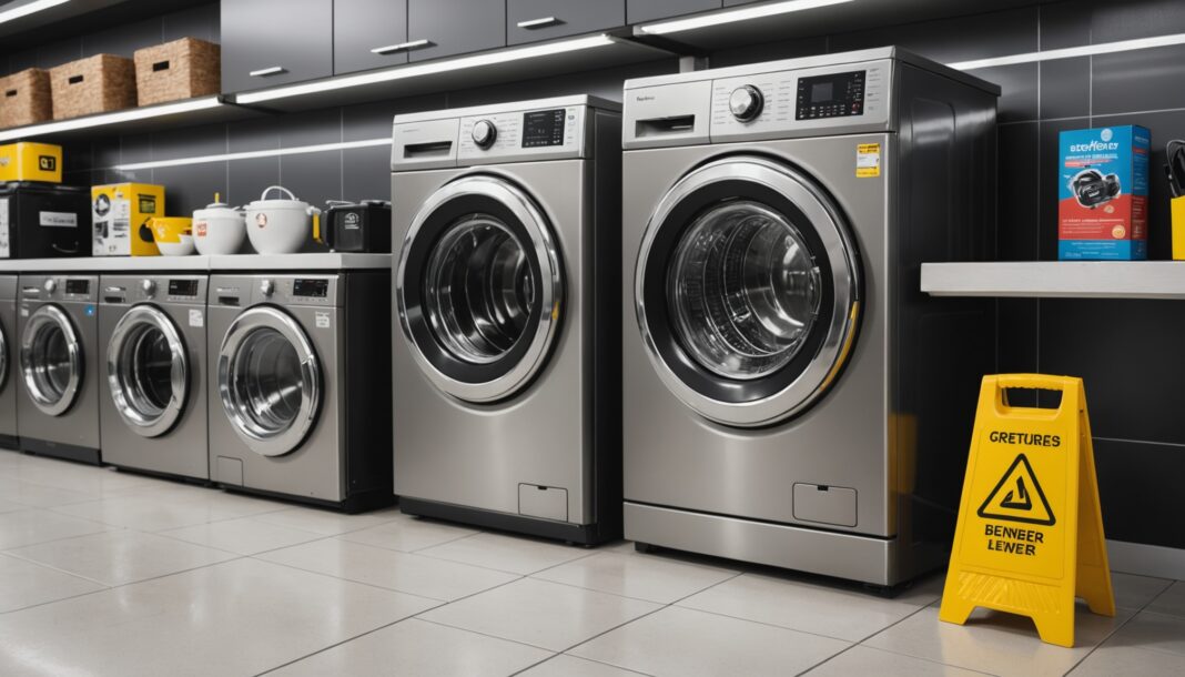 Étiquette d'indice de durabilité sur des appareils électroménagers en magasin