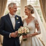 Couple se mariant plus tard dans la vie, illustration éditoriale mariage
