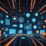 Illustration abstraite de la publicité digitale, du retail media et de la croissance des investissements marketing