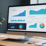 Écran affichant un tableau de bord publicitaire et une interface d'intelligence artificielle
