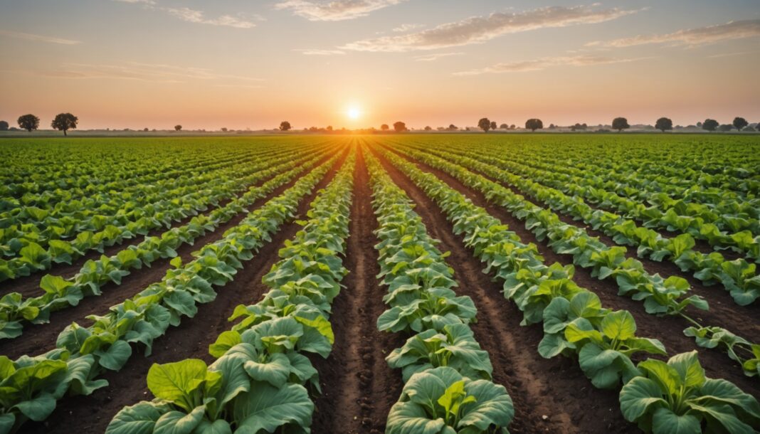 Culture de légumes flétrie par la sécheresse sous une chaleur intense