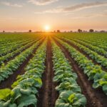 Culture de légumes flétrie par la sécheresse sous une chaleur intense