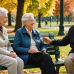 Une personne âgée et un adulte plus jeune partageant un moment de convivialité