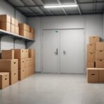 Unité de self-stockage avec cartons et vélo rangés, illustrant le recours croissant au garde-meuble pour la rentrée étudiante