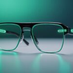 Lunettes connectées futuristes avec interface d'intelligence artificielle en réalité augmentée