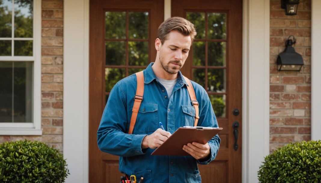Artisan et particulier examinant un devis de travaux de rénovation