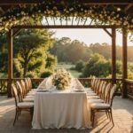 Réception de mariage romantique et personnalisée à l'heure dorée