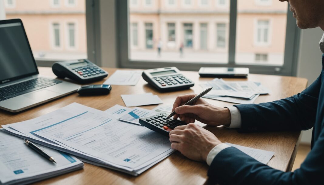 Personne consultant un contrat de crédit à la consommation avec des billets en euros sur un bureau