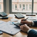 Personne consultant un contrat de crédit à la consommation avec des billets en euros sur un bureau