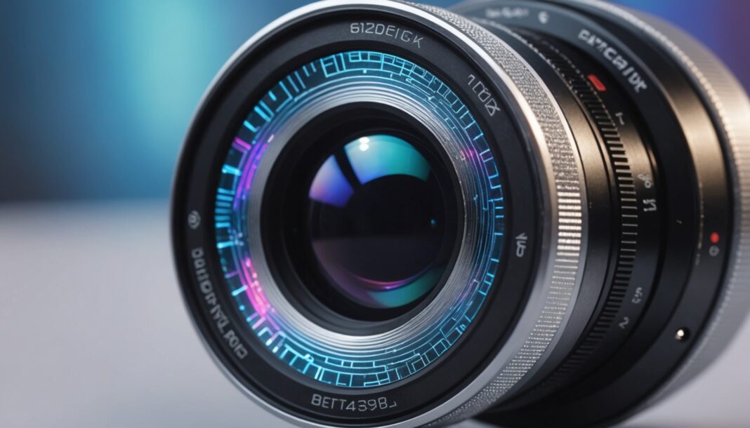 Objectif de smartphone avec signature cryptographique numérique symbolisant l'authentification de photo face à l'intelligence artificielle