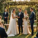 Ceremonie de mariage en exterieur avec des invites qui ne tiennent pas de telephone
