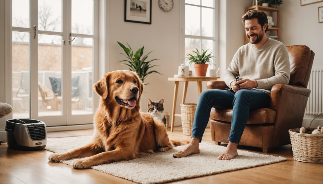 Chat et chien à la maison, illustration du marché des services aux animaux de compagnie en France