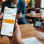 Personne montrant une application bancaire de parrainage sur un smartphone
