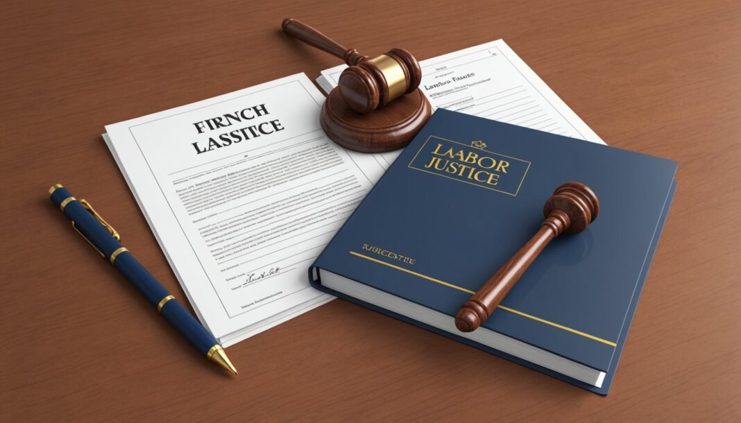 Illustration symbolisant la justice du travail et la simplification de la procédure prud'homale