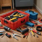 Illustration d'un dépannage à domicile avec outils de plombier et d'électricien