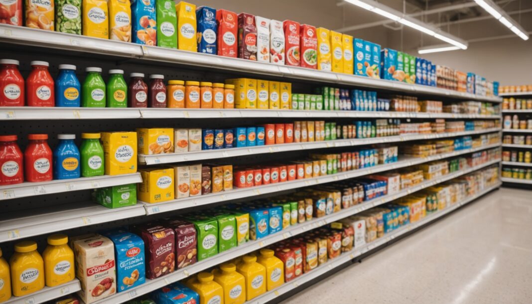 Rayon de supermarché illustrant la réforme de l'étiquetage Nutri-Score